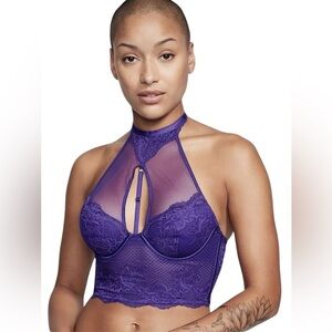 VICTORIA'S SECRET VERY SEXY HIGH NECK FISHNET LACE CORSET BRA SIZE S NWT